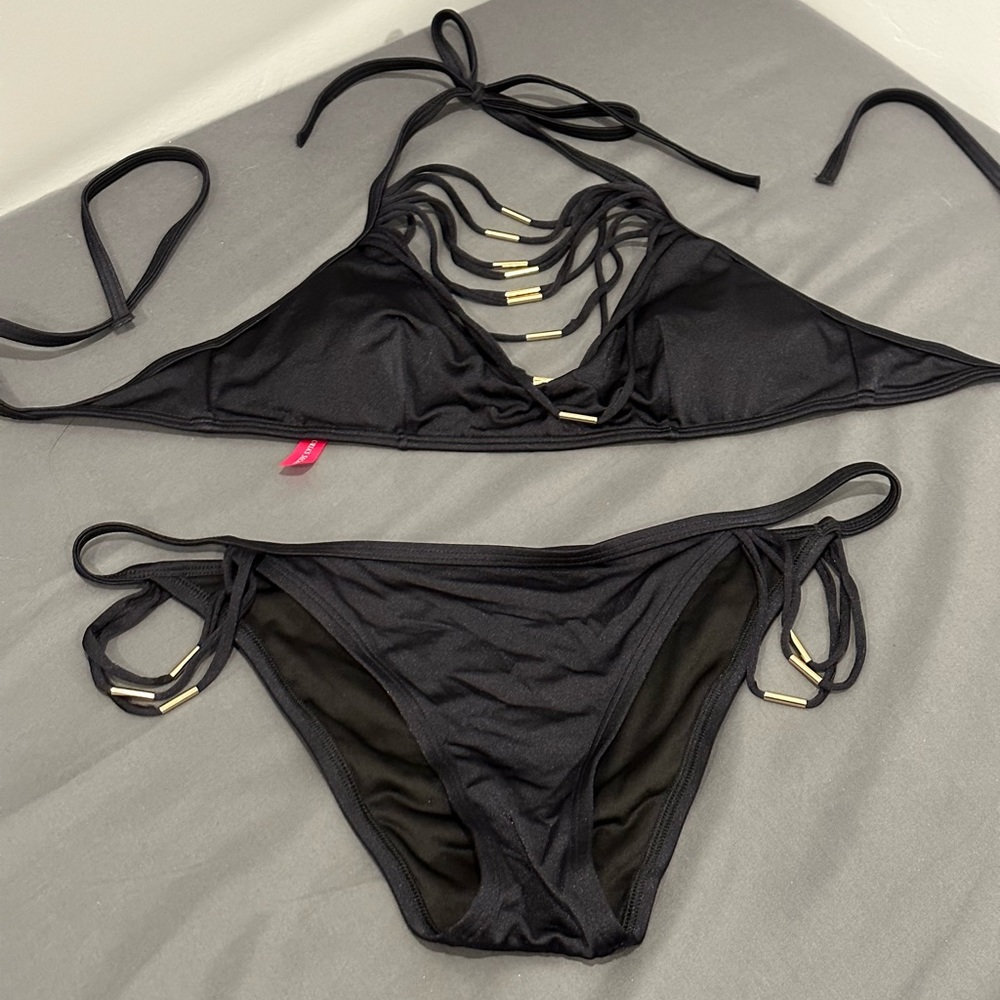 Super cute black w/gold accents VS bikini set